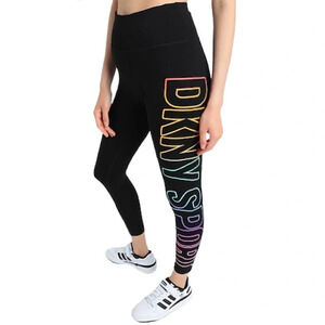 DKNY Women’s Exploded  Ombré Logo 7/8
Leggings Black SIZE: SMALL